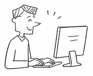 PCで運用するスタッフのイラスト